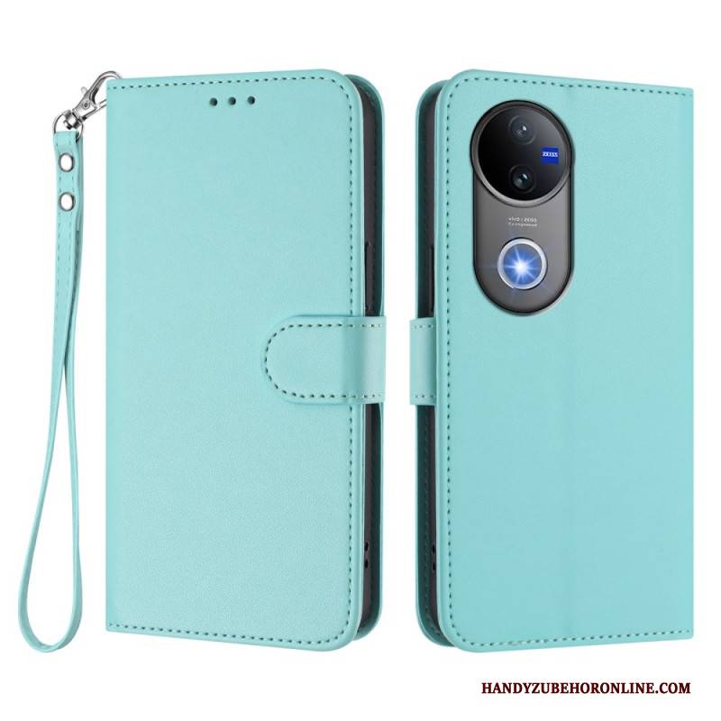 Lederhüllen Vivo V50e 5g Glattes Kunstleder Mit Umhängeband
