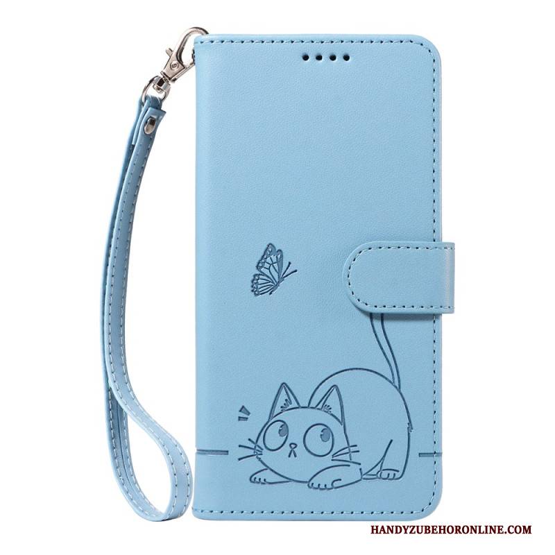 Lederhüllen Vivo X200 Fe Handyhülle Gravierte Katze Mit Trageriemen