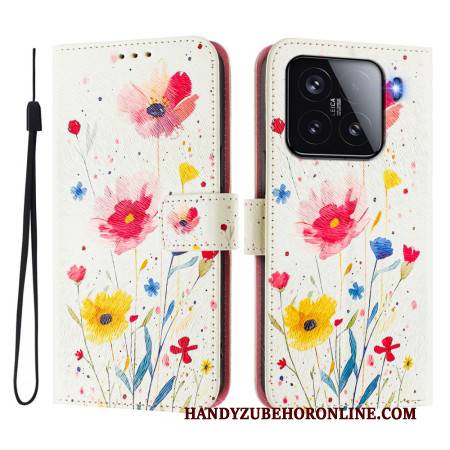 Lederhüllen Xiaomi 15 Blumenmotiv