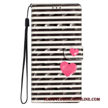 Lederhüllen Xiaomi 15 Handyhülle 3d-streifen Und Herzen