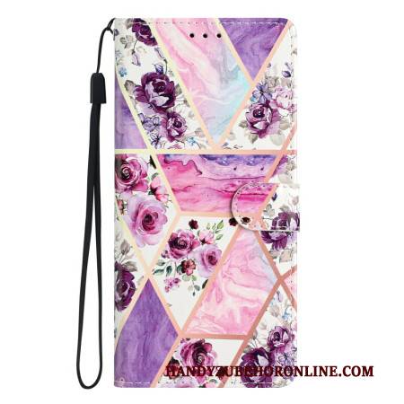 Lederhüllen Xiaomi 15 Handyhülle Lila Blumenmuster