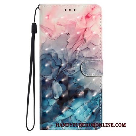 Lederhüllen Xiaomi 15 Pro Handyhülle Rosa-blauer Marmor 3d