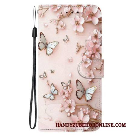 Lederhüllen Xiaomi 15t Roségoldene Schmetterlinge Und Blumen