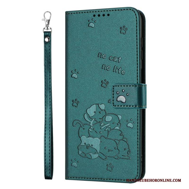 Lederhüllen Xiaomi 17 Handyhülle Katzenmuster Mit Lanyard