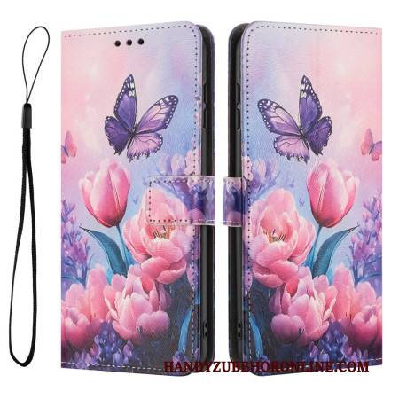 Lederhüllen Xiaomi 17 Pro Max Handyhülle Schmetterling Und Rosa Blumen