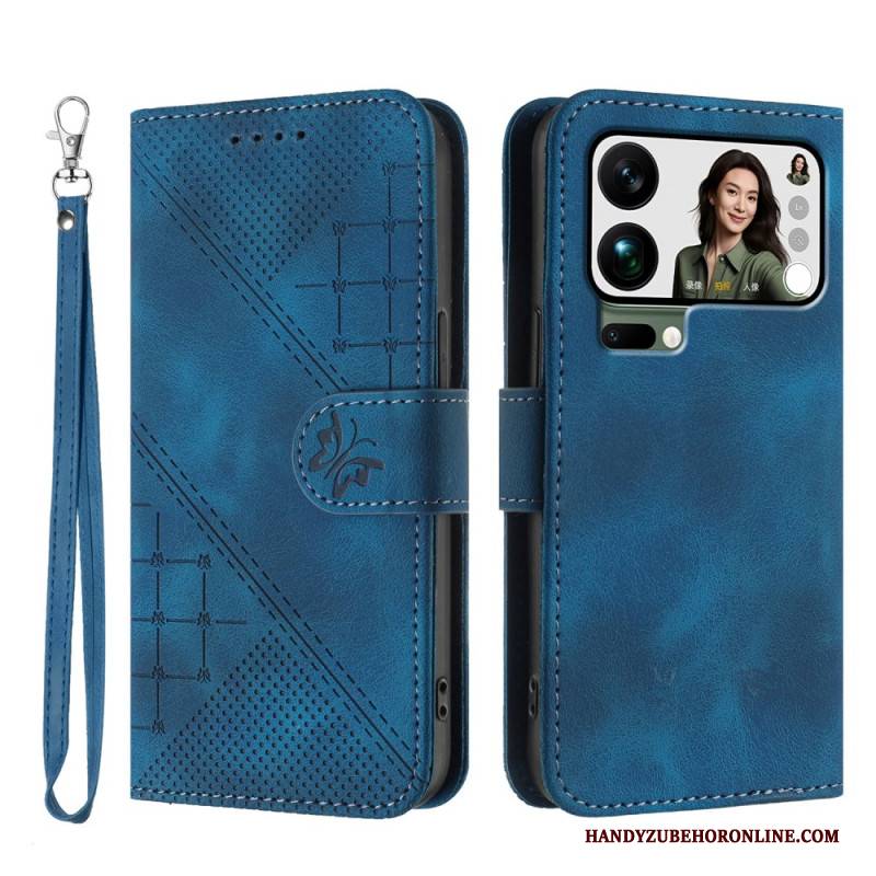 Lederhüllen Xiaomi 17 Pro Max Schmetterlings- Und Geometrisches Design