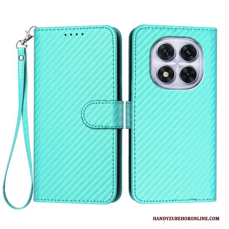 Lederhüllen Xiaomi Redmi Note 14 Pro 4g Carbonfaser-textur Mit Riemen