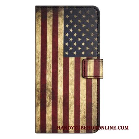 Lederhüllen Xiaomi Redmi Note 14 Pro Plus 5g Handyhülle Amerikanische Flagge (vintage)