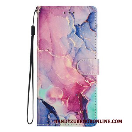 Lederhüllen Xiaomi Redmi Note 15 5g Handyhülle Rosa-grüner Marmor