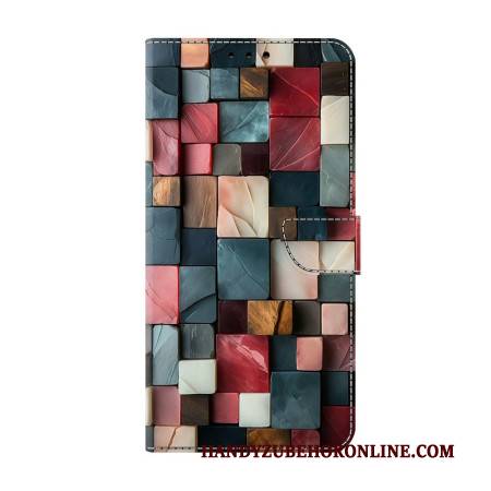 Lederhüllen Xiaomi Redmi Note 15 5g Mit Faltbarem Ständer – Buntes Ziegelmuster