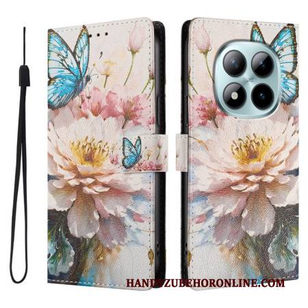 Lederhüllen Xiaomi Redmi Note 15 Pro Plus 5g Blaue Blume Und Schmetterling