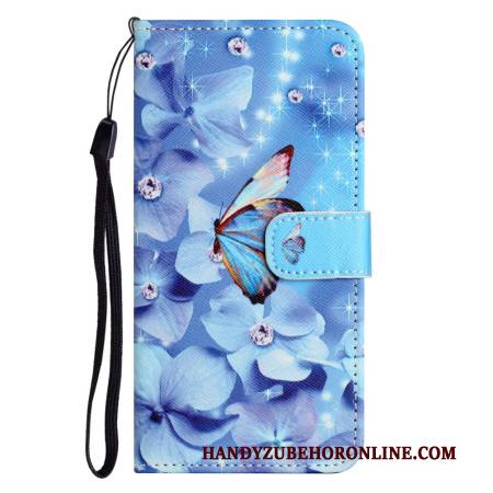 Lederhüllen Xiaomi Redmi Note 15 Pro Plus 5g Handyhülle Blumen Und Blaue Schmetterlinge