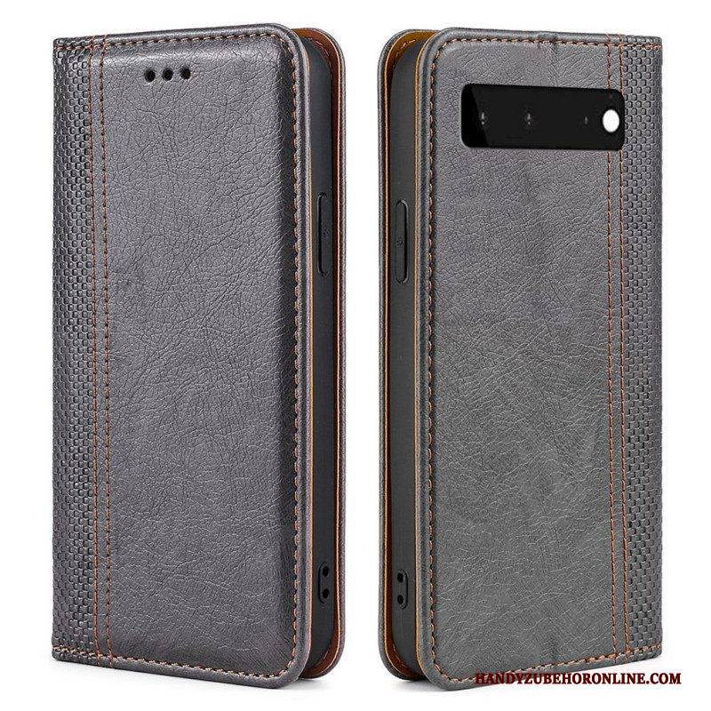 Schutzhülle Für Google Pixel 6 Flip Case Nähte Aus Litschi-spaltleder