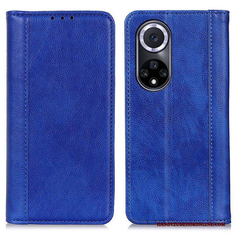 Schutzhülle Für Honor 50 Flip Case Eleganz Aus Gespaltenem Litschi-leder