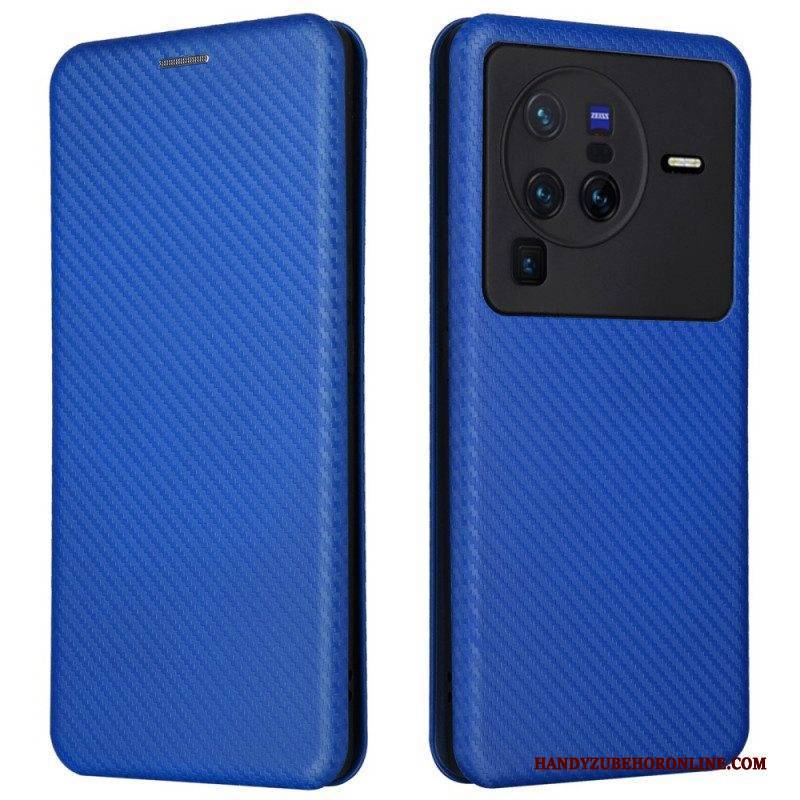 Schutzhülle Für Vivo X80 Pro Flip Case Farbige Kohlefaser